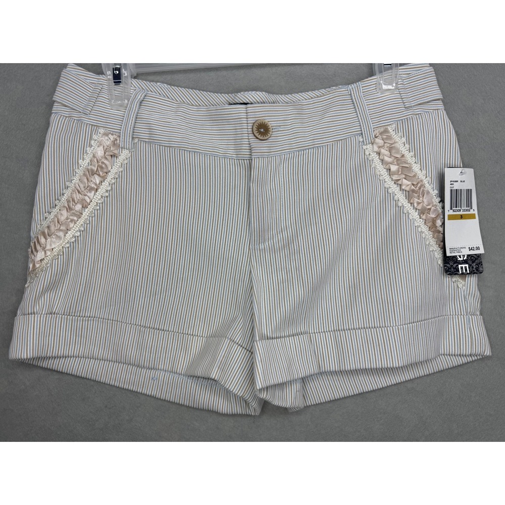 New Women's Rampage Cotton Chino Embellishment Striped Size 3
